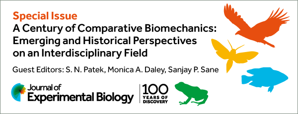 Special edition advertisement banner with journal of Experimental Biology  related animal silhouettes 