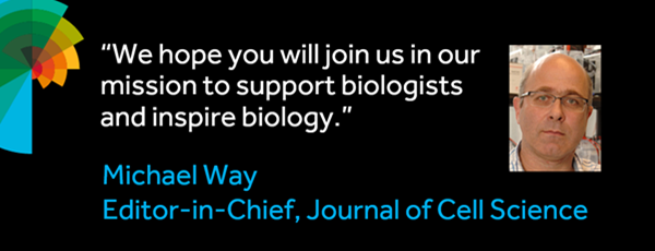 Headshot of Michael Way and quote: "We hope you will join us in our mission to support biologists and inspire biology."