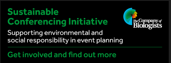 Black and green advertisement banner showcasing the Sustainable Conferencing Initiative