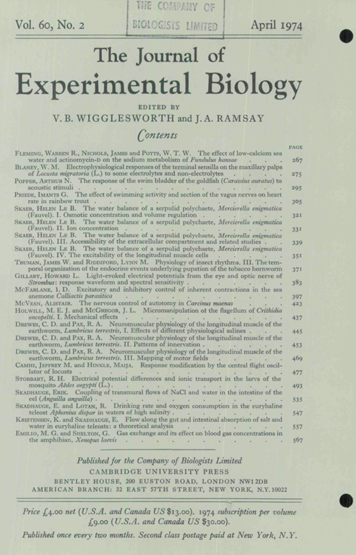 Physiology of Insect Rhythms | Journal of Experimental Biology | The ...